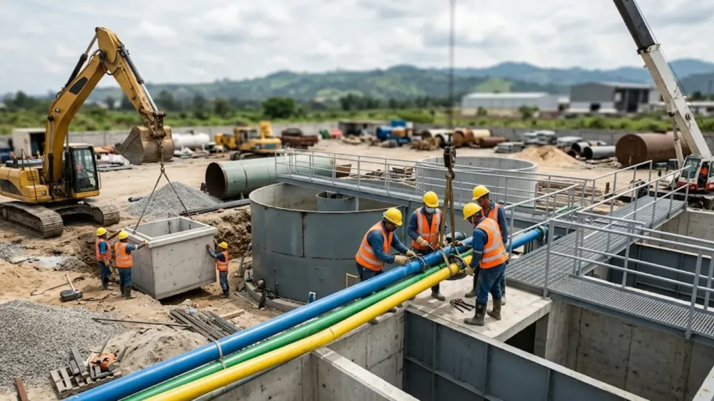 Cómo se construye una planta de tratamiento de aguas residuales